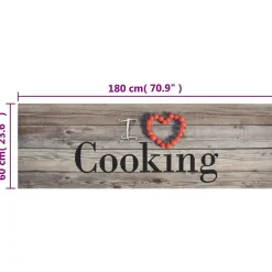 Tapis de cuisine lavable impression cuisine gris 60x180 cm
