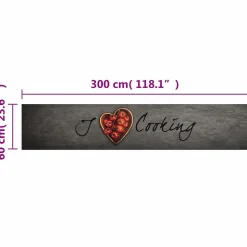 Tapis de cuisine lavable texte Cooking 60x300 cm velours vidaXL