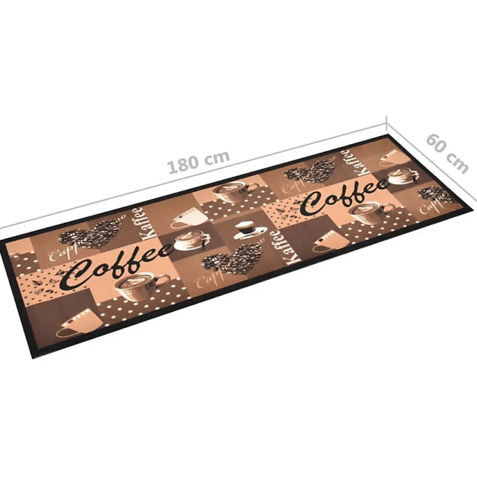 Tapis de cuisine lavable Marron café 60x180 cm