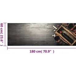 Tapis de cuisine lavable bouteille de vin 60x180 cm velours vidaXL