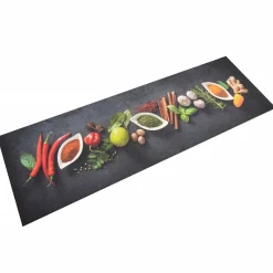Tapis de cuisine lavable impression d épices 60x180 cm velours