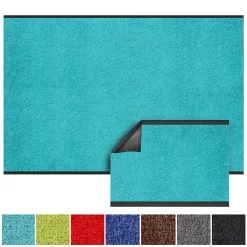 Tapis de Porte Paillasson d'entrée Monochrom Turquoise 90 x 100 cm - Floordirekt