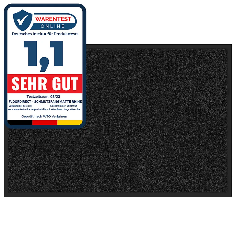 Tapis de Porte Paillasson d'entrée Rhine Noir 90 x 300 cm