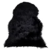 Tapis de Salon Asymétrique Lambskin, Noir, Polyester, 85x50x6,5 cm, Seven Design