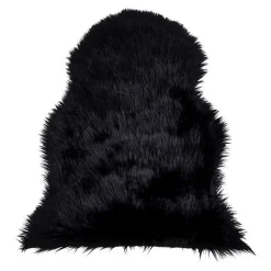 Tapis de Salon Asymétrique Lambskin, Noir, Polyester, 85x50x6,5 cm, Seven Design
