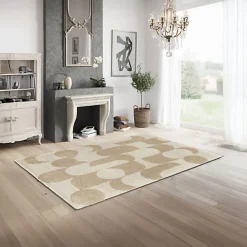 Tapis de salon en matière recyclée - Arty - Marron et beige - 80 x 150 cm