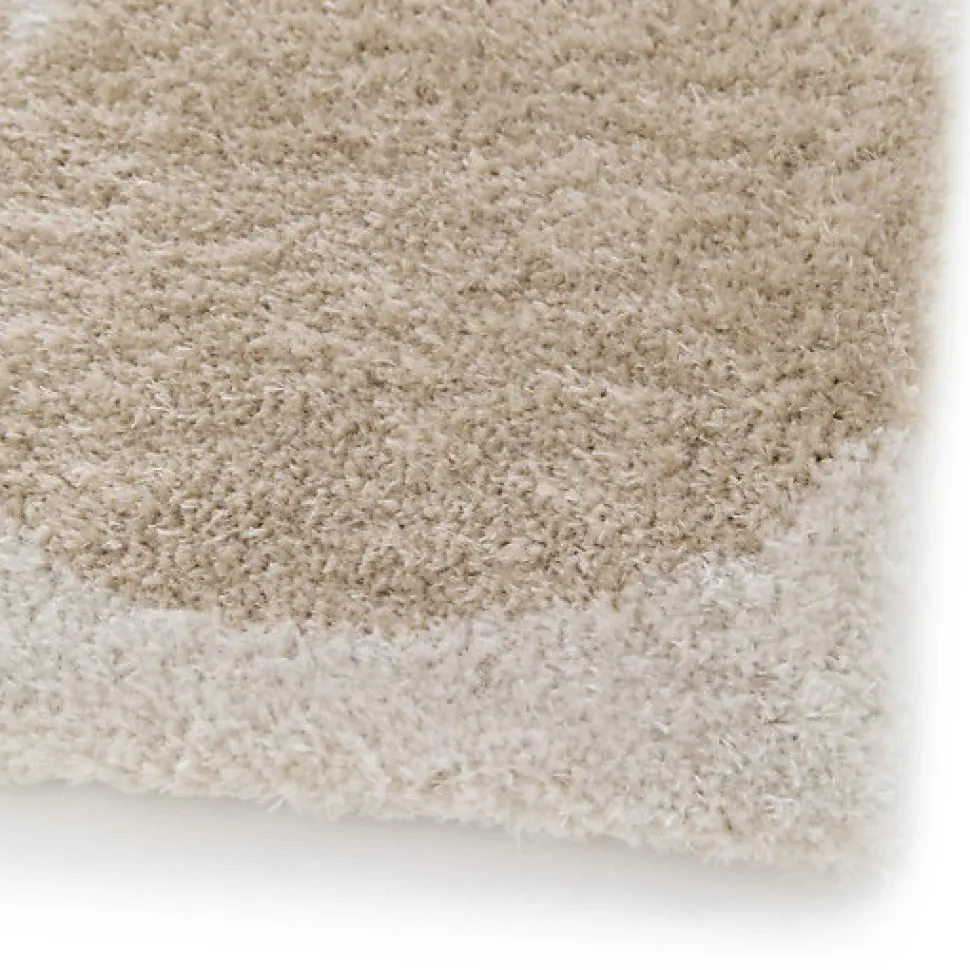 Tapis de salon en matière recyclée - Arty - Marron et beige - 80 x 150 cm