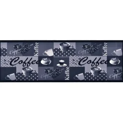Tapis de sol de cuisine lavable Bleu café 45x150 cm
