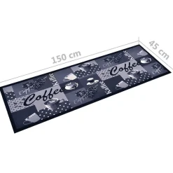 Tapis de sol de cuisine lavable Bleu café 45x150 cm