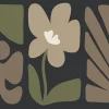 Tapis d'entrée absorbant fleur rétro beige, vert L.60 x l.40 cm Sweetsol