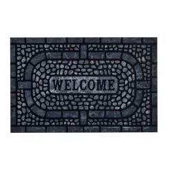 Tapis d'entrée absorbant microfibre anthracite strié L.90 x l.60 cm