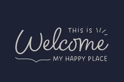 Tapis d'entrée absorbant welcome happy place bleu L.60 x l.40 cm Sweetsol