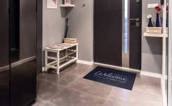 Tapis d'entrée absorbant welcome happy place bleu L.60 x l.40 cm Sweetsol