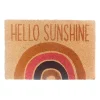 Tapis d'entrée antidérapant en fibre de coco " Hello sunshine " arc-en-ciel multicouleurs L.60 x l.40cm Ornami