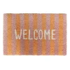 Tapis d'entrée antidérapant en fibre de coco " Welcome " rayures roses L.60 x l.40cm Ornami