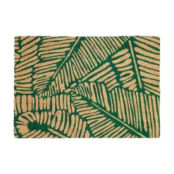 Tapis d'entrée antidérapant en fibre de coco feuillage vert L.60 x l.40cm Ornami