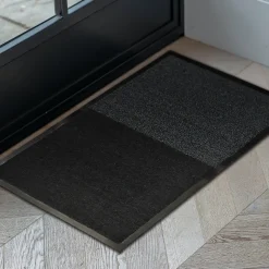 Tapis d'entrée Cres GoodHome gris L.60 x l.90 cm