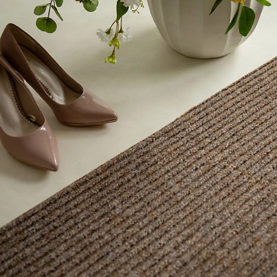 Tapis d'entrée côtelé antisalissures & antidérapant - 1er prix - Beige - Rouleau de 1m x 25m