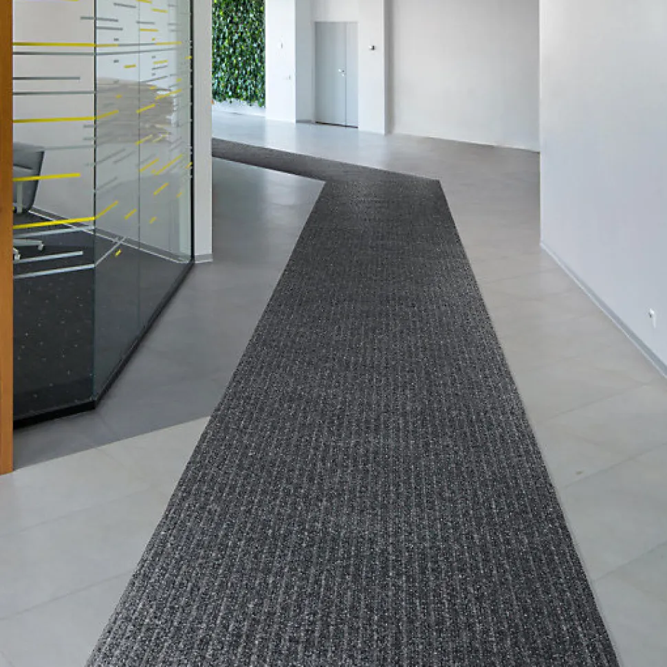 Tapis d'entrée côtelé antisalissures & antidérapant - 1er prix - Gris - Rouleau de 1m x 2m