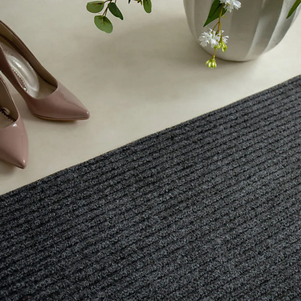 Tapis d'entrée côtelé antisalissures & antidérapant - 1er prix - Gris - Rouleau de 1m x 2m