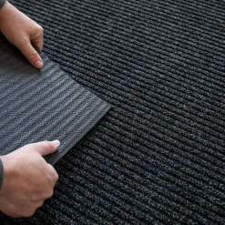 Tapis d'entrée côtelé antisalissures & antidérapant - 1er prix - Anthracite - Rouleau de 2m x 2m