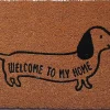 Tapis d'entrée en fibre de coco teckel " welcome to my home " noir et écru L.60 x l.40cm