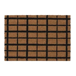 Tapis d'entrée en fibre de coco à motifs imprimé marron et noir L.60 x l.4 L.75 x l.45 x ep.1,5 cm