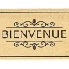 Tapis d'entrée en fibre de coco " Bienvenue " noir et écru L.75 x l.45cm