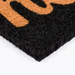 Tapis d'entrée en fibre de coco à motifs imprimé typographique noir L.60 x l.4 L.75 x l.45 x ep.1,5 cm