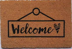 Tapis d'entrée en fibre de coco " welcome " noir et écru L.60 x l.40cm
