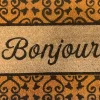 Tapis d'entrée en fibre de coco " Bonjour " noir et orange L.75 x l.45cm