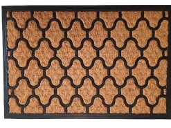Tapis d'entrée grattoir en caoutchouc et fibre de coco noir et écru L.60 x 40cm