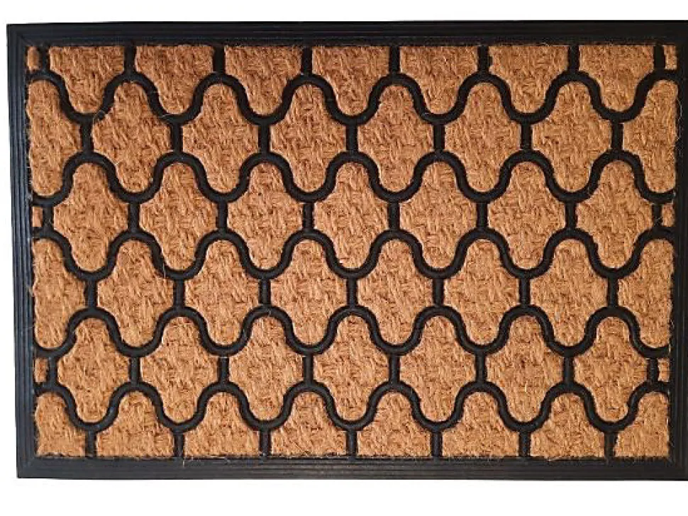 Tapis d'entrée grattoir en caoutchouc et fibre de coco noir et écru L.60 x 40cm