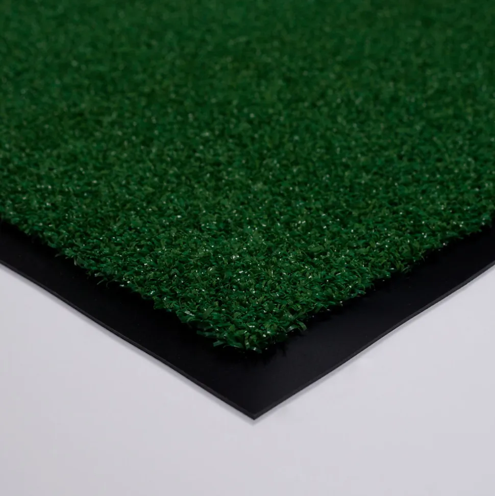 Tapis d'entrée grattoir gazon sur semelle PVC L.130cm
