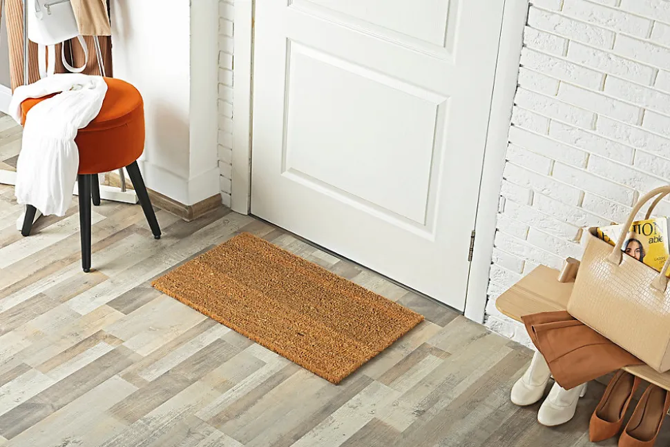 Tapis d'entrée imprimé coco classique écru blanc L.60 x l.40 x ep.1,5 cm
