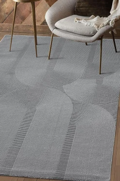 Tapis design salon Moderne Art Curve Durable, Gris, 80 x 150 cm - LIMA