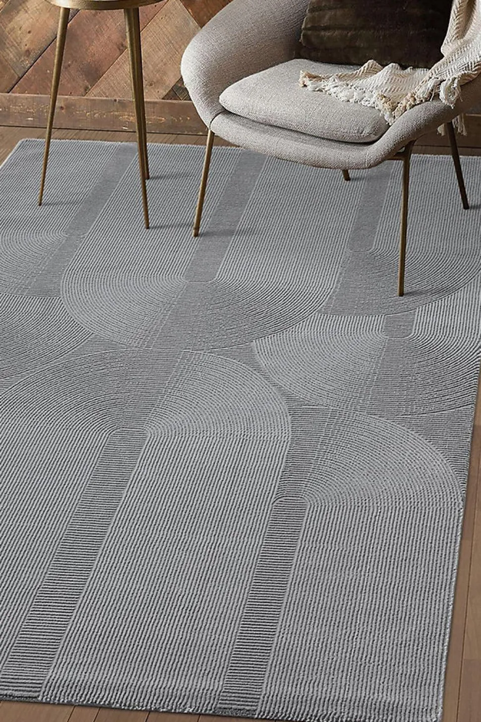 Tapis design salon Moderne Art Curve Durable, Gris, 80 x 150 cm - LIMA
