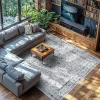Tapis design vintage à poils courts en laine synthétique et feutre résistant et lavable