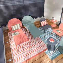 Tapis d'extérieur Capu géométrique orange l.160 x L.230 cm
