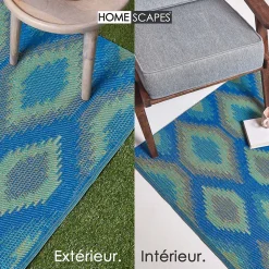 Tapis d'extérieur réversible rectangulaire - amber - bleu - 150 x 240 cm - HOMESCAPES