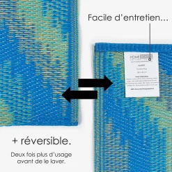 Tapis d'extérieur réversible rectangulaire - amber - bleu - 150 x 240 cm - HOMESCAPES