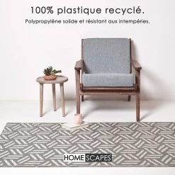 Tapis d'extérieur réversible rectangulaire - luna - gris- 120 x 180 cm - HOMESCAPES