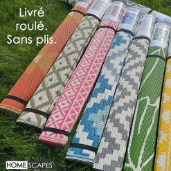 Tapis d'extérieur réversible rectangulaire - luna - gris- 120 x 180 cm - HOMESCAPES