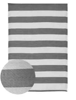 Tapis d'extérieur tissé à rayures gris et blanc L.230 x l.160 cm, Dylrev