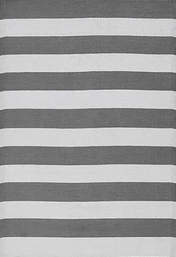 Tapis d'extérieur tissé à rayures gris et blanc L.230 x l.160 cm, Dylrev