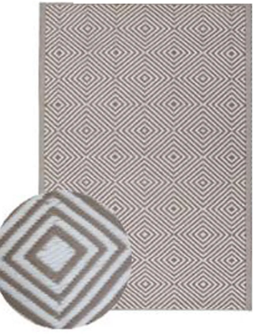 Tapis d'extérieur tissé imprimé losanges taupe L.170 x l.120cm Dylrev