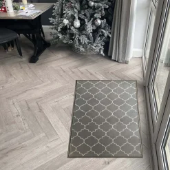 Tapis d'intérieur absorbant imprimé géométrique gris L.90 x l.60 x ep.0,5 cm, GoodHome Bromberg