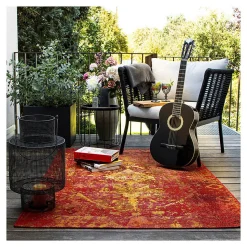 Tapis d'intérieur et extérieur ethnique Erika 150x80 CM - Rouge