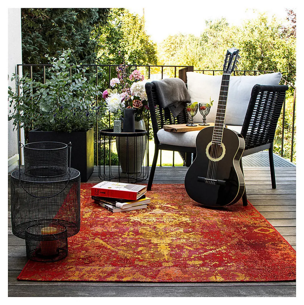 Tapis d'intérieur et extérieur ethnique Erika 150x80 CM - Rouge