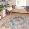 Tapis Dorsey décoloré GoodHome bleu L.230 x l.160 cm